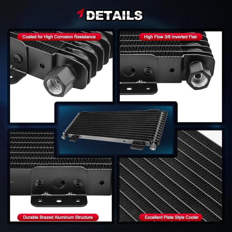 TEMSONE مبرد زيت النقل منخفض الضغط LPD47391 40k متوافق مع Tru Cool Heavy Duty 40,000 GVW كحد أقصى - مبرد زيت النقل منخفض الضغط - أسود - Image 4